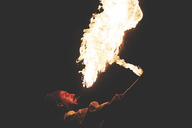 fire breathing man